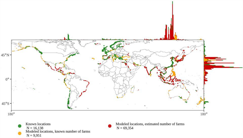 Spatial distribution of global mariculture production - Responsible ...